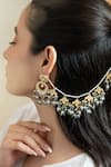 Do Taara_Blue Kundan And Pearl Embellished Earrings _Online_at_Aza_Fashions
