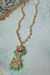 Shop_Do Taara_Green Kundan And Natural Stone Embellished Necklace _at_Aza_Fashions