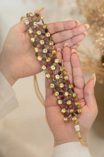 Do Taara_Multi Color Natural Stone Embellished Choker Necklace _Online_at_Aza_Fashions