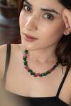 Buy_Do Taara_Pink Natural Stone Onyx Embellished Necklace _at_Aza_Fashions