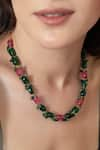 Buy_Do Taara_Pink Natural Stone Onyx Embellished Necklace _Online_at_Aza_Fashions