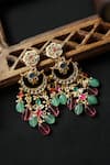 Shop_Do Taara_Multi Color Pearl Floral Kundan Embellished Earrings _at_Aza_Fashions