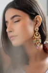 Do Taara_Multi Color Pearl Floral Kundan Embellished Earrings _Online_at_Aza_Fashions