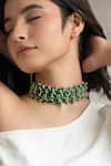 Buy_Do Taara_Green Natural Stone Embellished Multistrand Choker Necklace _at_Aza_Fashions