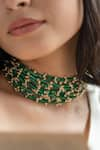 Do Taara_Green Natural Stone Embellished Multistrand Choker Necklace _Online_at_Aza_Fashions