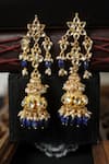 Shop_Do Taara_Blue Kundan And Lapis Lazuli Embellished Earrings _at_Aza_Fashions