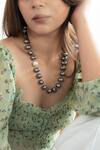 Do Taara_Grey Pearl Embellished Necklace _Online_at_Aza_Fashions