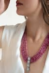 Buy_Do Taara_Pink Onyx Zirconia Embellished Layered Necklace _Online_at_Aza_Fashions