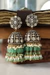 Shop_Do Taara_Green Polki Embellished Jhumkas _at_Aza_Fashions