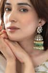 Shop_Do Taara_Green Polki Embellished Jhumkas _Online_at_Aza_Fashions