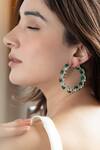 Buy_Do Taara_Emerald Green Stone Studded Hoops _Online_at_Aza_Fashions