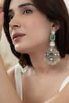 Do Taara_Green Polki Victorian Embellished Earrings _Online_at_Aza_Fashions