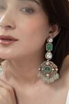 Buy_Do Taara_Green Polki Victorian Embellished Earrings _Online_at_Aza_Fashions