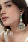 Do Taara_Green Polki Victorian Embellished Earrings _at_Aza_Fashions