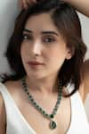 Buy_Do Taara_Green Stone Polki Studded Pendant Necklace _at_Aza_Fashions