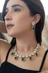 Buy_Do Taara_Green Polki Studded Necklace Set _at_Aza_Fashions