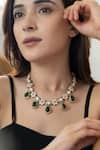 Do Taara_Green Polki Studded Necklace Set _Online_at_Aza_Fashions