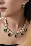 Shop_Do Taara_Green Polki Studded Necklace Set _Online_at_Aza_Fashions