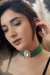 Buy_Do Taara_Green Polki Embellished Layered Pendant Choker _at_Aza_Fashions