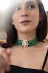 Buy_Do Taara_Green Polki Embellished Layered Pendant Choker _Online_at_Aza_Fashions