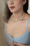 Do Taara_Green Kundan Pearl And Embellished Necklace _Online_at_Aza_Fashions