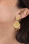 Do Taara_Gold Plated Kundan Flower Carved Chandbalis _Online_at_Aza_Fashions