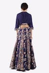 Shop_Onaya_Blue Crepe Embroidered Cheed V-neck Floral Sequined Lehenga With Crop Top _at_Aza_Fashions