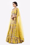 Shop_Onaya_Yellow Organza Embellished Cheed Plunge V-neck Floral Cutdana Lehenga Set _Online_at_Aza_Fashions