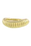 Shop_Arvino_Gold Plated Sculpted Ridge Ring _at_Aza_Fashions