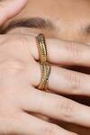 Shop_Arvino_Gold Plated Sculpted Ridge Ring _Online_at_Aza_Fashions