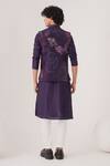 Shop_LABEL SHRISTI CHETANI_Purple Russian Silk Printed Floral Abstract Bundi And Kurta Set _at_Aza_Fashions