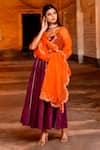 Shop_Bannhi_Purple Cotton Silk Embroidered Aari Gota Lace Anarkali Set With Contrast Dupatta _Online_at_Aza_Fashions