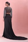 Shop_Masumi Mewawalla_Black Embroidered Sequins Closed Round Neck Crop Top And Trail Skirt Set _at_Aza_Fashions