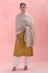 Shop_DUSALA_Beige Floral Pattern Cashmere Shawl _at_Aza_Fashions