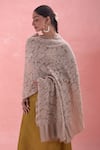 DUSALA_Beige Floral Pattern Cashmere Shawl _Online_at_Aza_Fashions