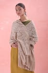 DUSALA_Beige Floral Pattern Cashmere Shawl _at_Aza_Fashions