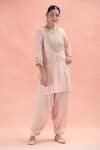 Buy_Sheetal Batra_Pink Choga Pure Silk Chanderi Embroidered Kashmiri Tilla Mohsina And Salwar _at_Aza_Fashions