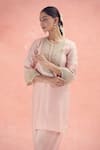 Shop_Sheetal Batra_Pink Choga Pure Silk Chanderi Embroidered Kashmiri Tilla Mohsina And Salwar _Online_at_Aza_Fashions