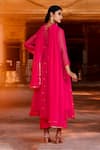 Shop_Bannhi_Fuchsia Georgette Embroidered Aari Anarkali And Inner Round Butti Pant Set _at_Aza_Fashions