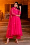 Shop_Bannhi_Fuchsia Georgette Embroidered Aari Anarkali And Inner Round Butti Pant Set _Online_at_Aza_Fashions