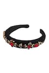 Shop_Anshu Goyal_Black Crystal Embroidered Hairband _Online_at_Aza_Fashions