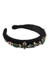 Shop_Anshu Goyal_Black Crystal Bead Embroidered Hairband _at_Aza_Fashions