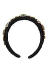 Anshu Goyal_Black Crystal Bead Embroidered Hairband _Online_at_Aza_Fashions