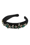 Buy_Anshu Goyal_Black Crystal Bead Embroidered Hairband _Online_at_Aza_Fashions