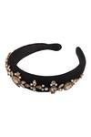 Anshu Goyal_Black Crystal Hand Embroidered Hairband_Online_at_Aza_Fashions