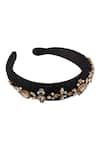 Buy_Anshu Goyal_Black Crystal Hand Embroidered Hairband _Online_at_Aza_Fashions