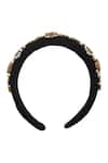 Shop_Anshu Goyal_Black Crystal Hand Embroidered Hairband _Online_at_Aza_Fashions