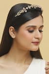 Anshu Goyal_Black Crystal Hand Embroidered Hairband _at_Aza_Fashions