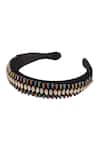 Shop_Anshu Goyal_Black Crystal Bead Hand Embroidered Hairband _at_Aza_Fashions