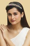 Shop_Anshu Goyal_Black Crystal Bead Hand Embroidered Hairband_Online_at_Aza_Fashions